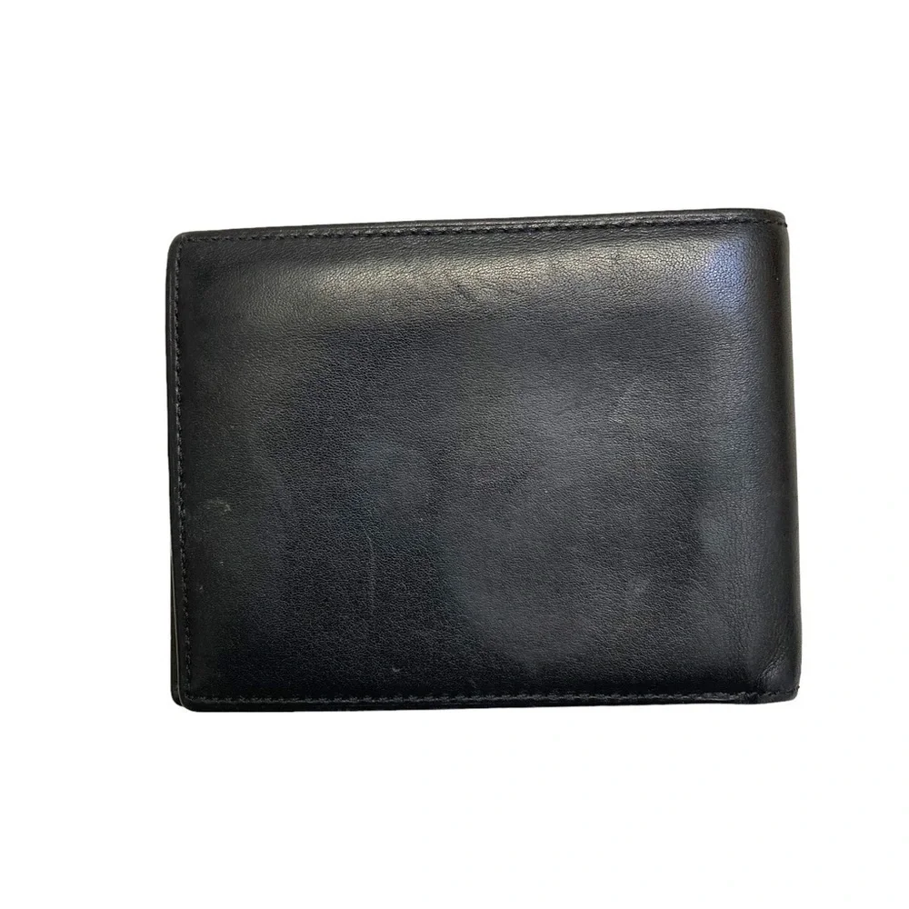 Tumi mens bifold black leather wallet